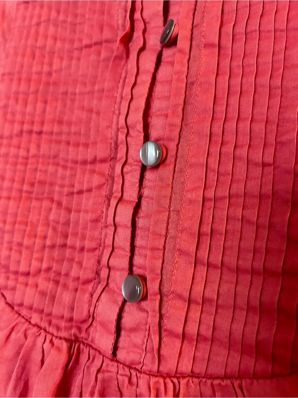 Banana Republic Crimson Pintuck Mandarin Collar Blouse, 100% Cotton